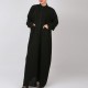 High Neck Abaya With Zipper Closure And Front Pockets
