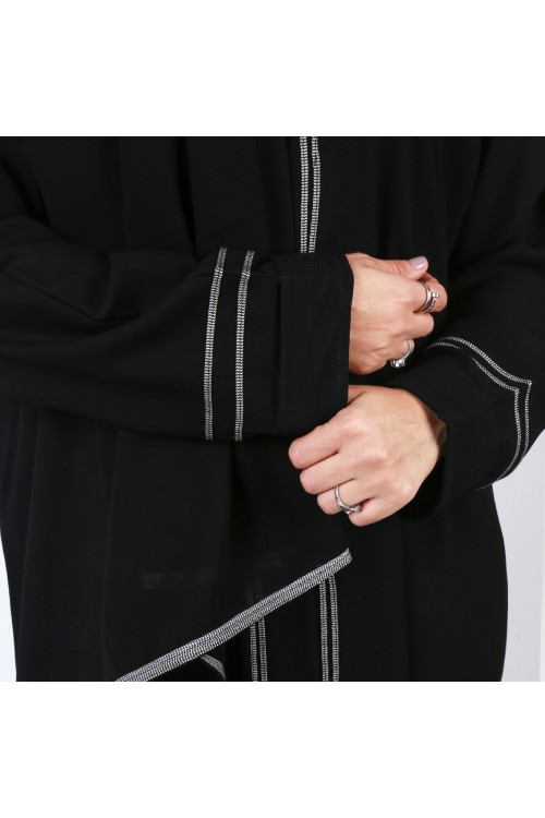 Abaya with long sleeves and side slit