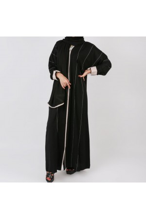 Striped abaya with narrow sleeves