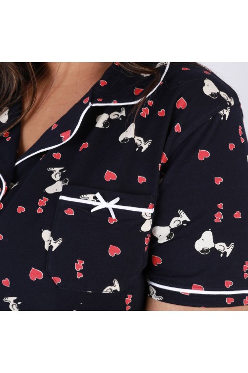 طقم بيجاما مزين بطبعات قلب