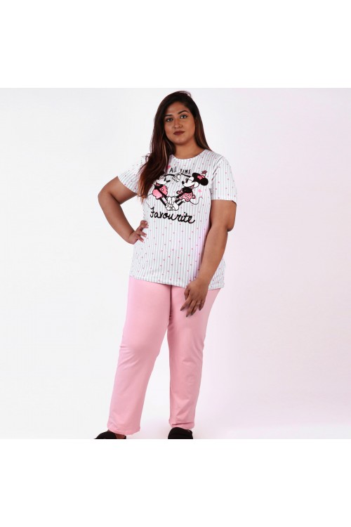 بيجاما بنطلون ساده مع تيشيرت بطبعات ميكي ماوس