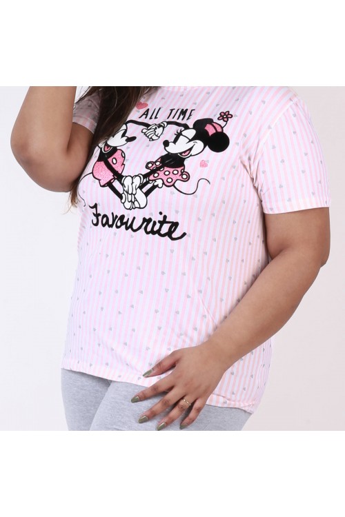 بيجاما بنطلون ساده مع تيشيرت بطبعات ميكي ماوس