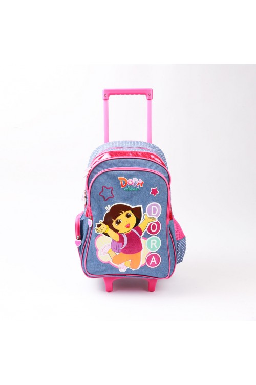 حقيبة ظهر بعجلات مع سحّاب إغلاق وطبعات دورا (صغير)