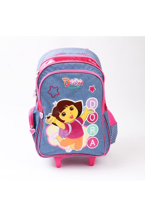 حقيبة ظهر بعجلات مع سحّاب إغلاق وطبعات دورا (صغير)