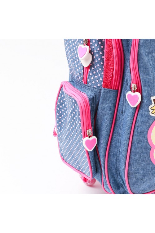 حقيبة ظهر بعجلات مع سحّاب إغلاق وطبعات دورا (صغير)