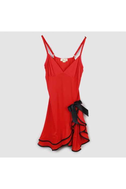 قميص قصير بفتحة جانبية مزين بفيونكة