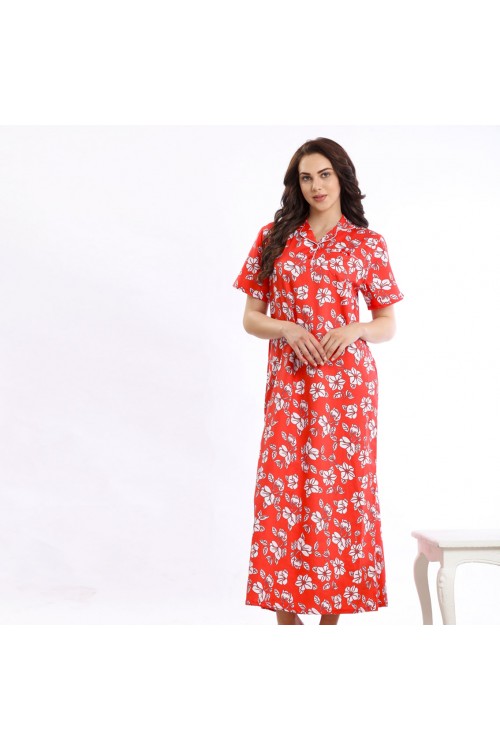 قميص طويل مزخرف بطبعات زهور