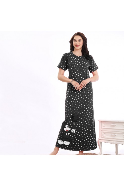 قميص طويل منقط بطبعات ميكي ماوس