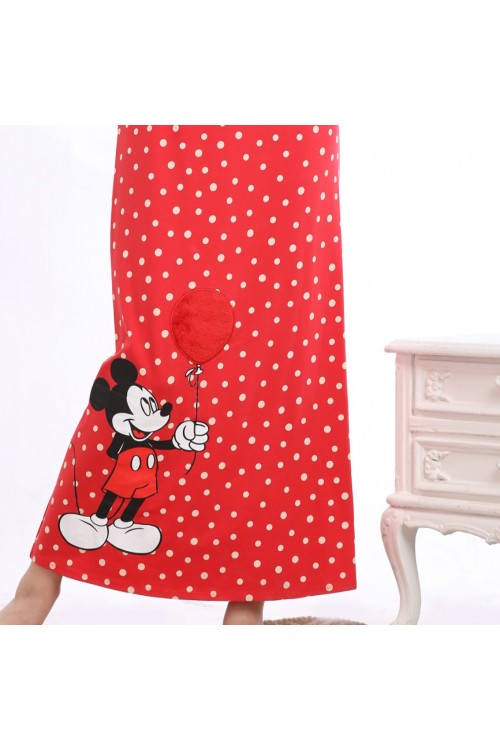 قميص طويل منقط بطبعات ميكي ماوس