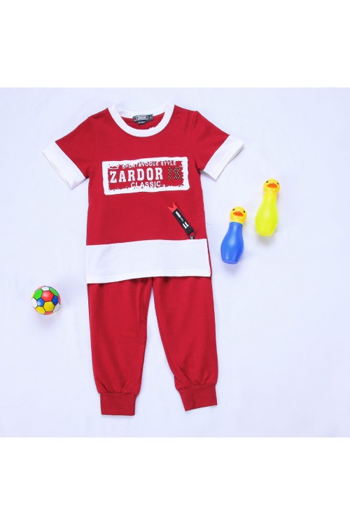 طقم بنطلون بأطراف مطاطية مع تيشيرت