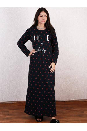 قميص طويل شتوي بطباعة قلب