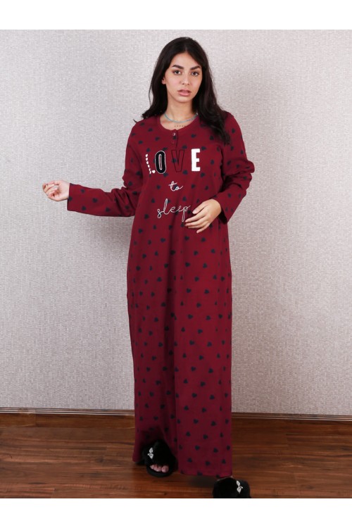 قميص طويل شتوي بطباعة قلب