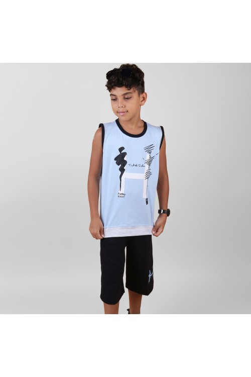 طقم تيشيرت دون أكمام مع شورت