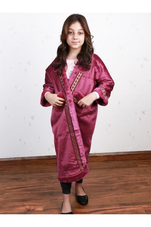 فروة بناتي مبطن مع جيوب أمامية