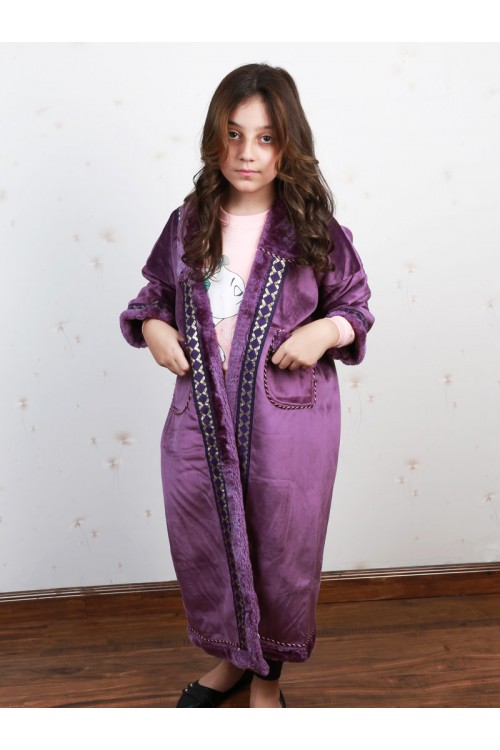 فروة بناتي مبطن مع جيوب أمامية