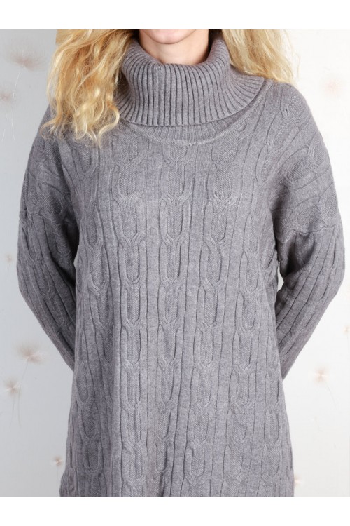 فستان قصير بارز الملمس بأكمام طويلة