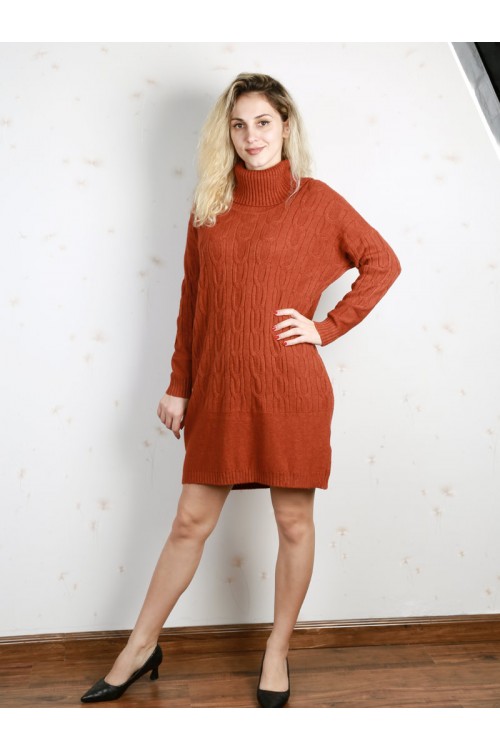 فستان قصير بارز الملمس بأكمام طويلة