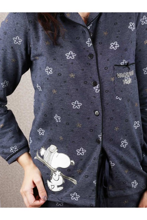 بيجاما شتوي مزينة بطبعات و أزرار إغلاق