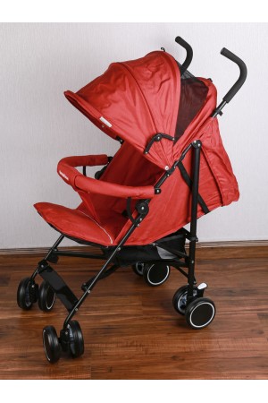 Baby stroller with top handle and canopy with transparent details