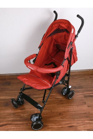 Baby stroller with top handle and canopy with transparent details