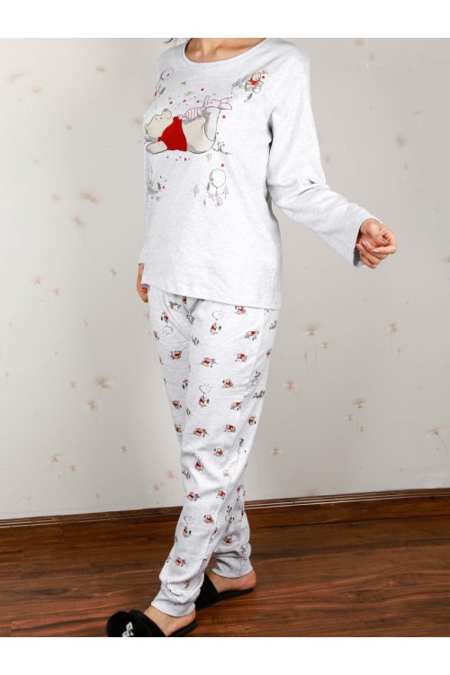 طقم بيجاما بنطلون بطبعات مع بلوزة  بأكمام طويلة