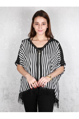 Butterfly striped blouse with medium length sleeves