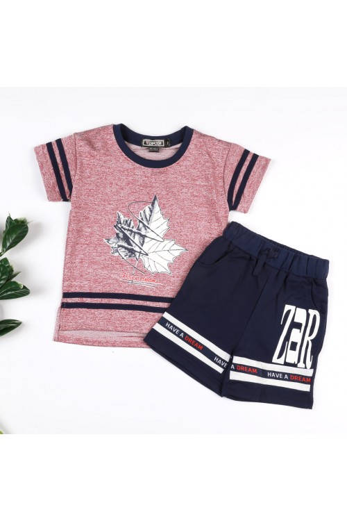 طقم تيشيرت بأكمام قصيرة مع شورت مزخرف