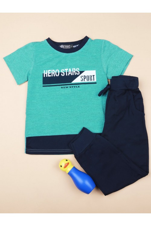 بنطلون رياضي سادة مع تيشيرت بأكمام قصيرة