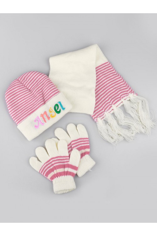 طقم شال مع قبعة و قفازات شتوية