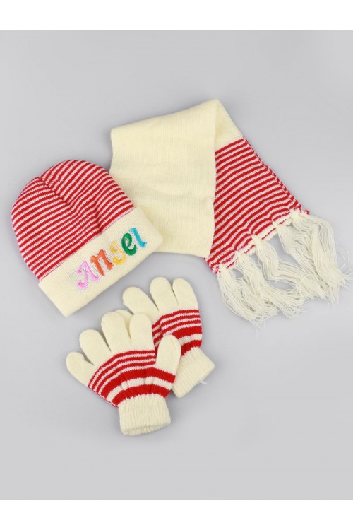 طقم شال مع قبعة و قفازات شتوية