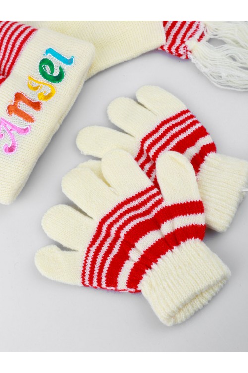 طقم شال مع قبعة و قفازات شتوية