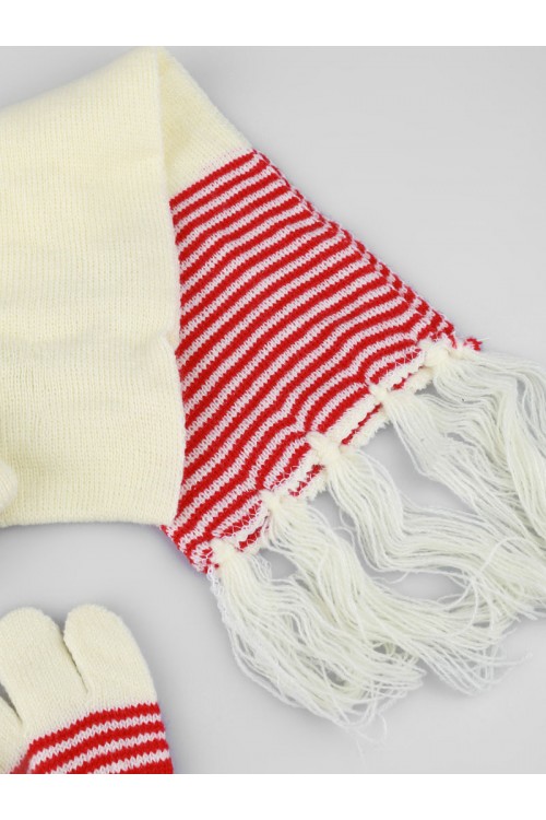 طقم شال مع قبعة و قفازات شتوية