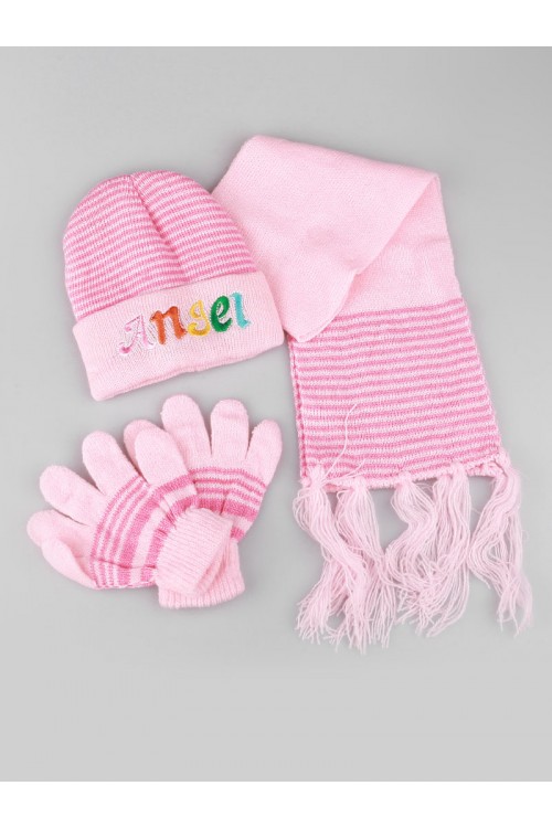 طقم شال مع قبعة و قفازات شتوية