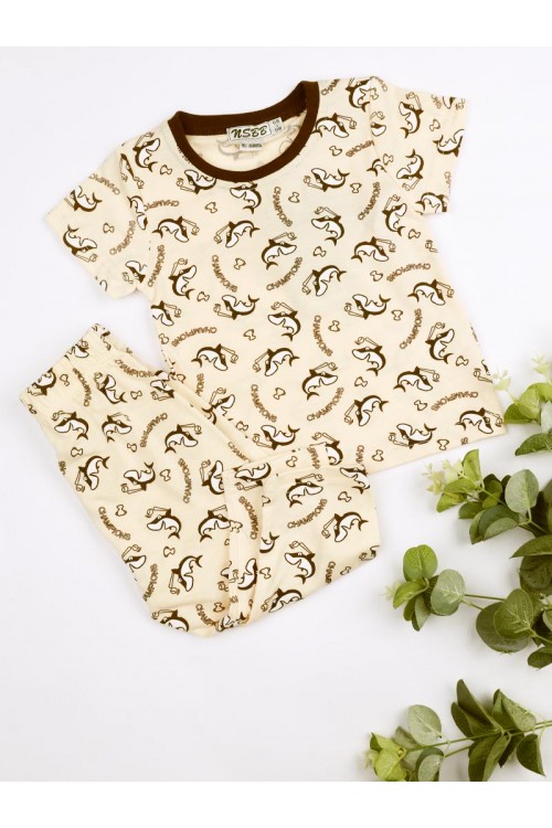 بيجاما مواليد مزينة بطبعات