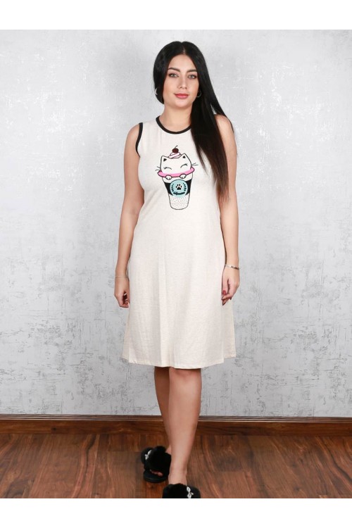 قميص قصير دون أكمام  مزين بطبعات