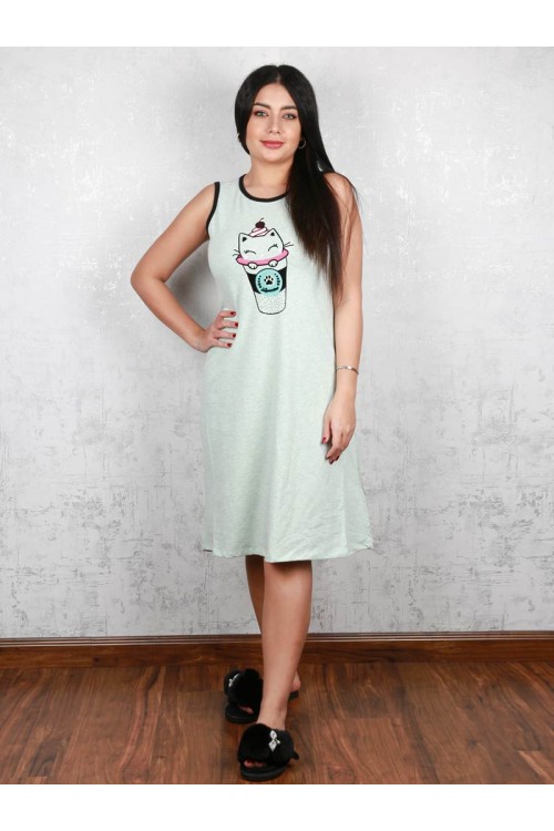 قميص قصير دون أكمام  مزين بطبعات