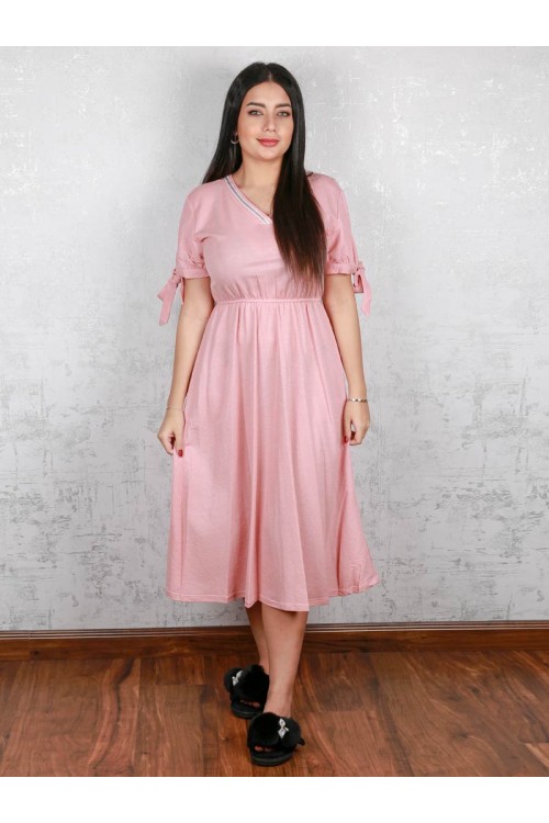 فستان قصير بخصر مطاطي و أكمام قصيرة