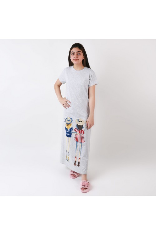 قميص طويل بياقة ضيقة وطبعات