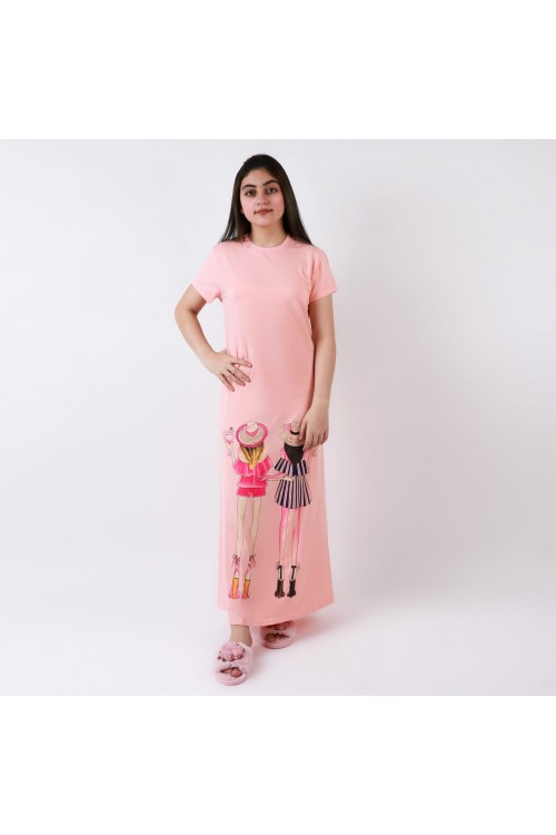 قميص طويل بياقة ضيقة وطبعات