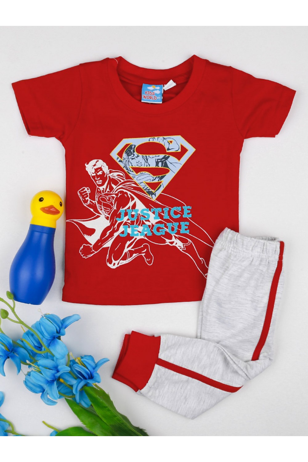 Pink Superman T-Shirt And Sweatshorts Two Piece Set main image 1