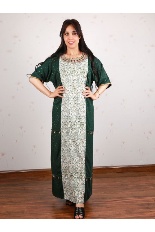 جلابيا بياقة مستديرة و طبعات