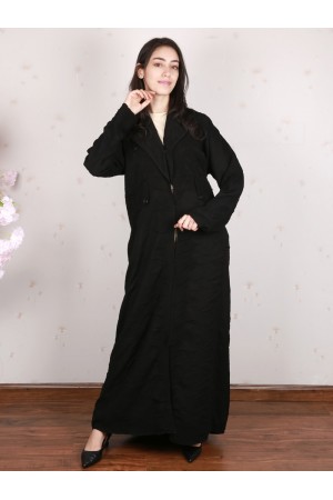 Abaya with collar and pockets with scarf