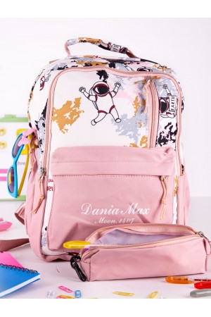 School bag with prints and stripes (medium size)