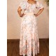 فستان طويل بتفاصيل مطاط مزين بطبعات زهور