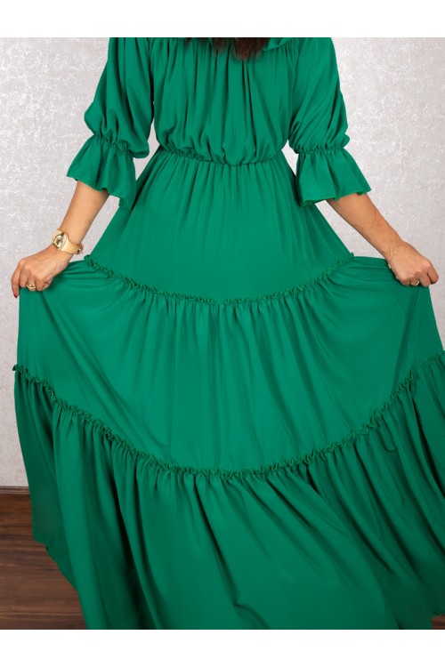 فستان طويل بطبقات و خصر مطاطي