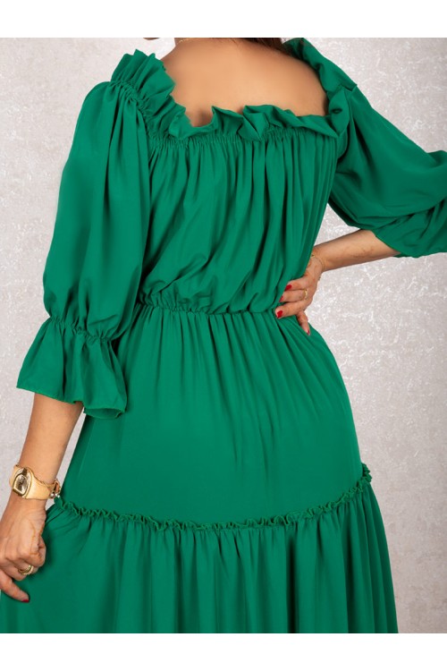 فستان طويل بطبقات و خصر مطاطي