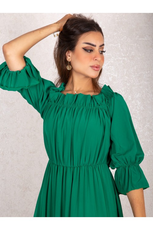 فستان طويل بطبقات و خصر مطاطي