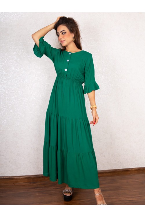 فستان طبقات بأكمام متوسطة الطول