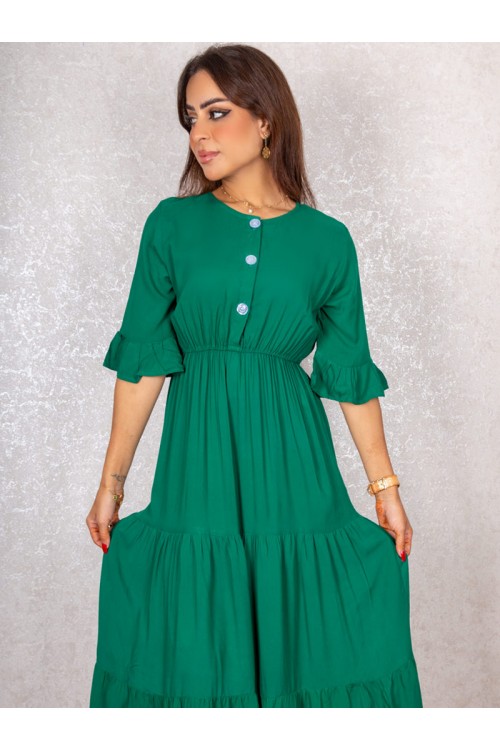 فستان طبقات بأكمام متوسطة الطول