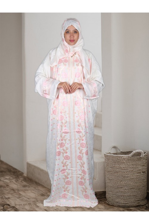 شرشف صلاة مع طرحة بسحاب إغلاق مزين بالزهور